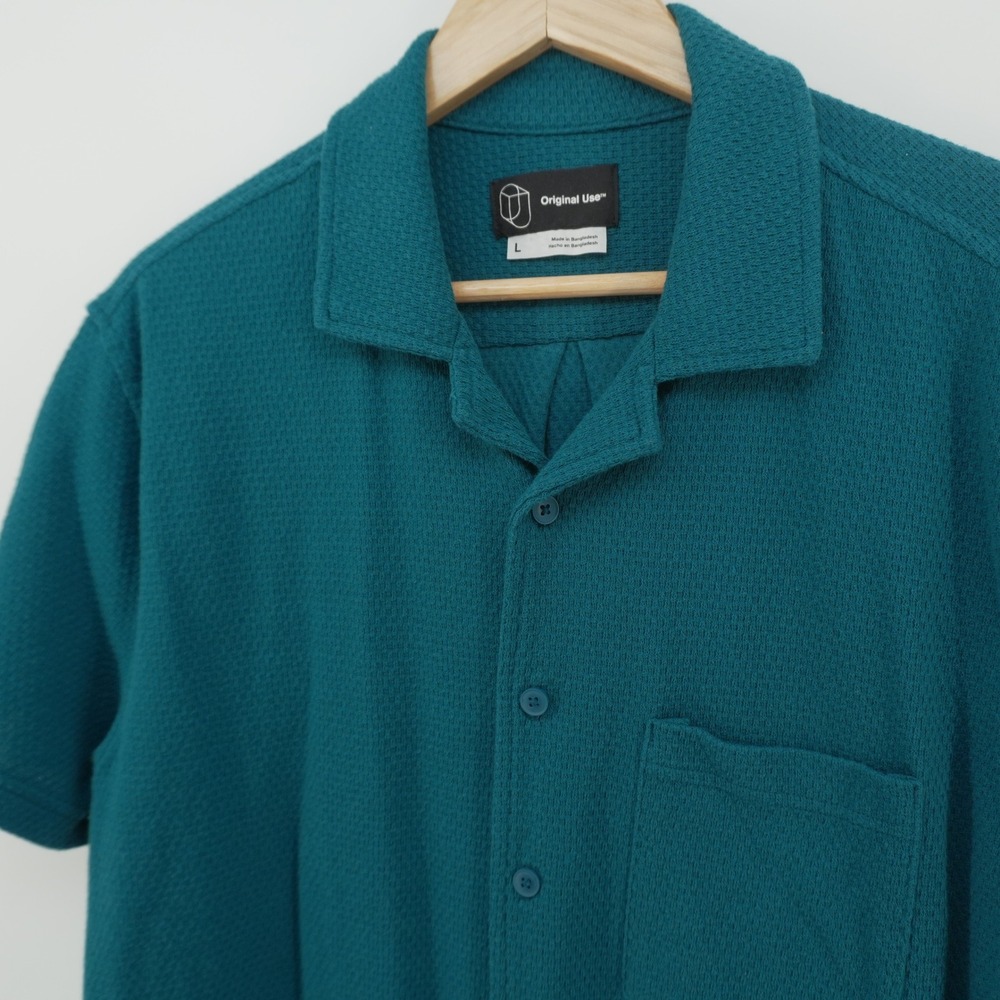 Original Use Teal Casual Button-Down Shirt